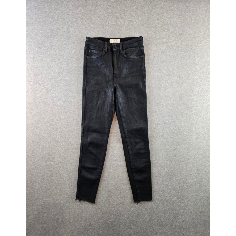 We‎ The Free People Coated Skinny Jeans Womens 27 Black Waxed Raw Hem OB1082912